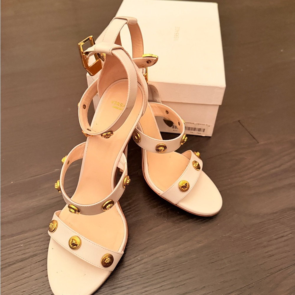 Versace Beige Heels with Gold Details